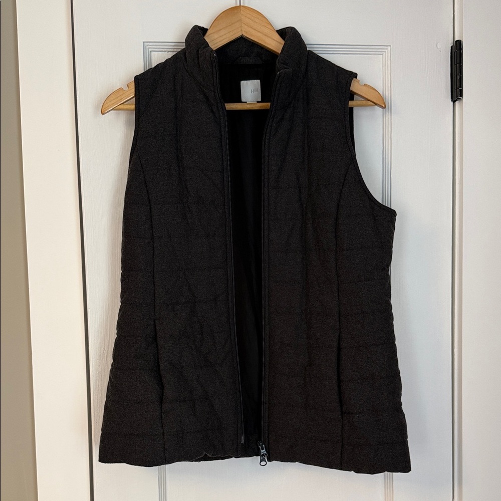 J. Jill Dark Grey Quilted Sleeveless Vest Size XS